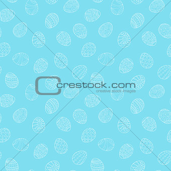 Easter eggs seamless pattern in doodle style. Hand drawn vector illustration.
