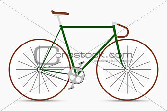 Hipster single speed bike in green and brown colors. City bicycle