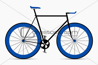 Hipster single speed bike in black and blue colors. City bicycle