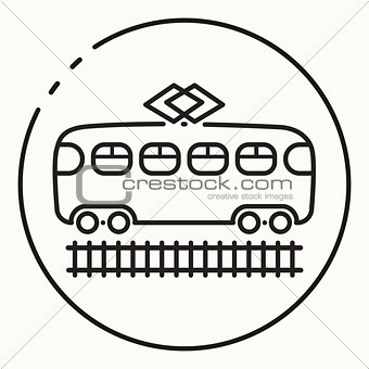 Minimal outline tram icon