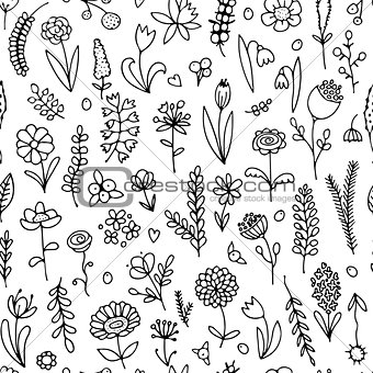 Floral seamless pattern, sketch for your design