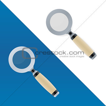 Magnifying glass symbols on white background. Vector icons.