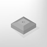 Iron concrete stand isometric, vector illustration.