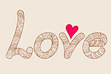 ornamental word Love with big heart