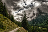 Mountain landscape with dramatic sky