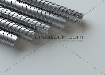 Metal reinforcements, close up. 3D rendering