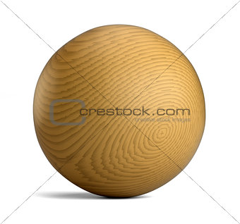 Large wooden sphere isolated on white background