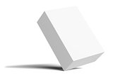 White Blank packaging cardboard box is tilted