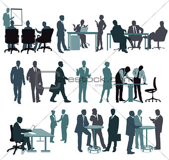 Set of businesspeople in office