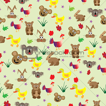 Cute seamless background with animals for children 