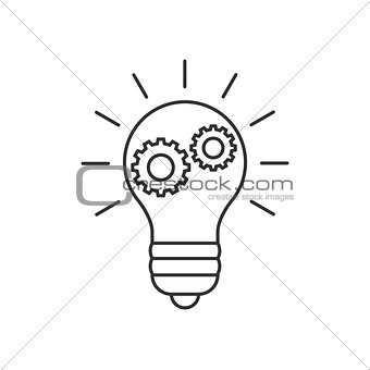 Lightbulb with cogs line icon