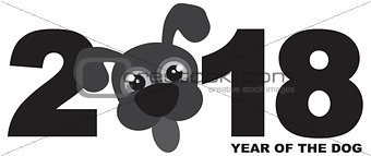 2018 Chinese New Year Dog Grayscale Illustration