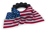 gear wheel and flag of the usa - 3d rendering