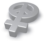 female gender and peace symbol mix - 3d rendering