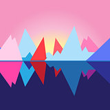 Bright vector landscape with mountains