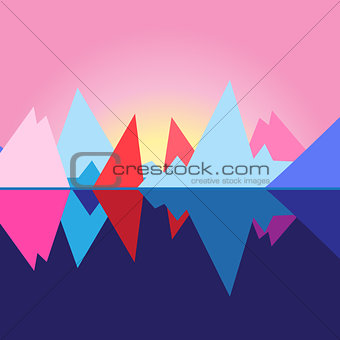 Bright vector landscape with mountains