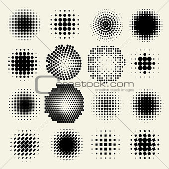 Collection of halftone sphere vector logo set. Abstract globe symbol, isolated round icon, business concept .You can use science and technology, tourism, global financial or environmental background.
