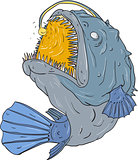 Anglerfish Swooping up Lure Drawing