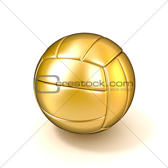 Golden volleyball ball isolated on white background. 3D