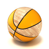 Basketball court and ball, 3D