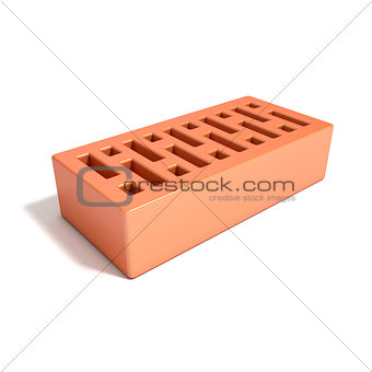 Red brick with rectangular holes. 3D