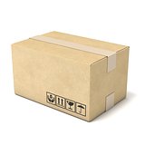 Cardboard box. Deliver concept. 3D