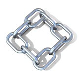 Abstract 3D illustration of a steel chain link