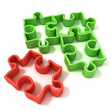 Four jigsaw puzzle outlined pieces
