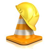 Traffic cone and safety helmet