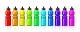 Colorful sport plastic water bottles. 3D