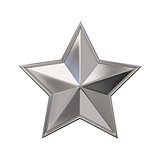 Single silver star. 3D