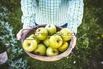 Farmer with apples