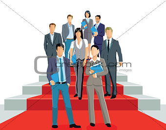 Successful business people on a red carpet