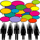 People with speech bubbles.  Communication concept