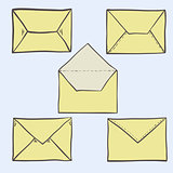 Set of cute hand drawn envelopes