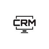 Desktop CRM System Icon. Flat Design.