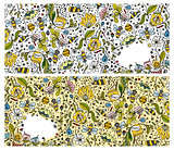Abstract floral banners with bees, sketch for your design