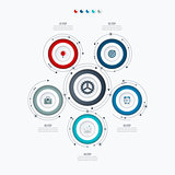 Infographics template 5 options with circle