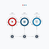 Infographics template 3 options with circle