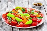 tomato salad with olive oil and herbs dip