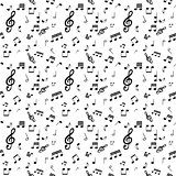 Seamless pattern from Set of musical notes and Treble clef. Vect