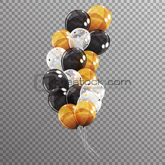 Group of Colour Glossy Helium Balloons Isolated on Transparent B