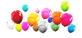 Group of Colour Glossy Helium Balloons Isolated on White Backgro