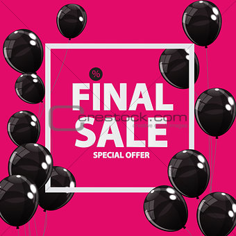 Abstract Designs Final Sale Banner in Black, Pink Colours with F
