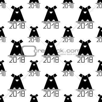 seamless pattern with abstract dog as symbol 2018 year. vector