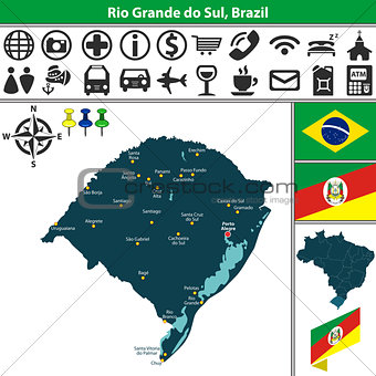 Map of Rio Grande do Sul, Brazil