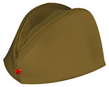 Brown russian retro soldiers cap with red star