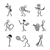 Cartoon icons set of different professions sketch people