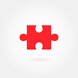 Red jigsaw puzzle vector icon
