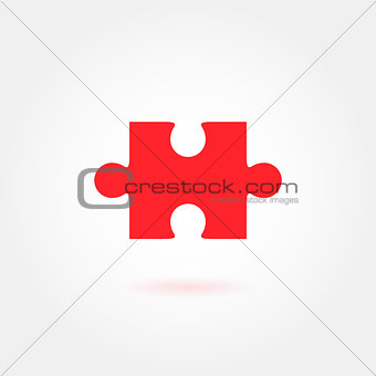 Red jigsaw puzzle vector icon